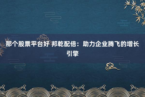 那个股票平台好 邦乾配倍：助力企业腾飞的增长引擎