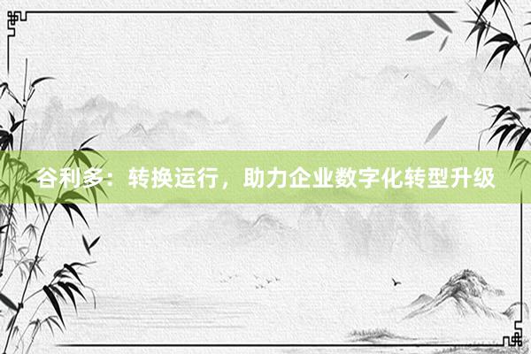 谷利多：转换运行，助力企业数字化转型升级