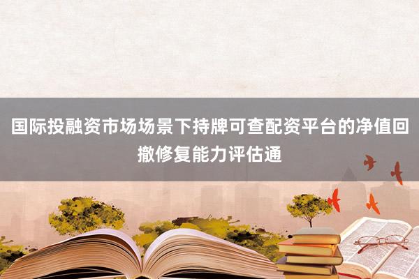 国际投融资市场场景下持牌可查配资平台的净值回撤修复能力评估通