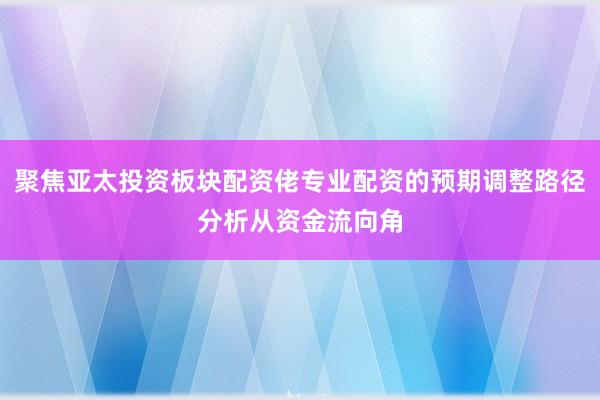 聚焦亚太投资板块配资佬专业配资的预期调整路径分析从资金流向角