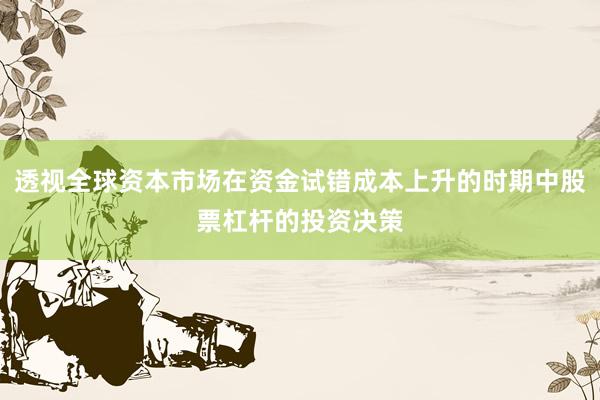透视全球资本市场在资金试错成本上升的时期中股票杠杆的投资决策
