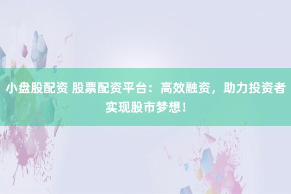 小盘股配资 股票配资平台：高效融资，助力投资者实现股市梦想！