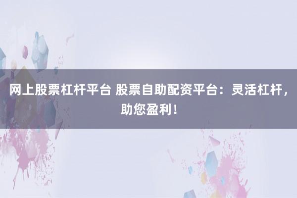网上股票杠杆平台 股票自助配资平台：灵活杠杆，助您盈利！